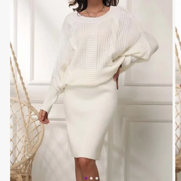 Lisa and Rose | Dresses | New White Blouson Cable Knit Sweater Dress Size M | Poshmark Lisa and Rose | Dresses | New White Blouson Cable Knit Sweater Dress Size M | Poshmark